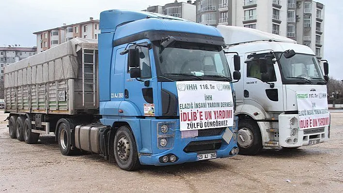 Elazığ'dan İdlib'e 2 tır un yardımı