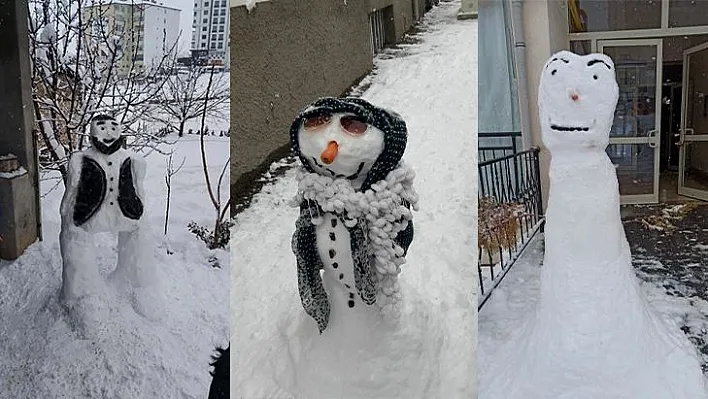 Elazığlı kardan adamlar yerlerini aldı