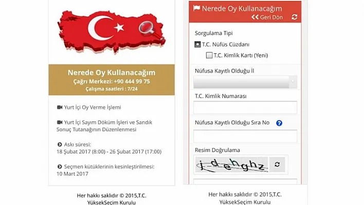 Seçmen sorgulama mobil uygulaması hizmette