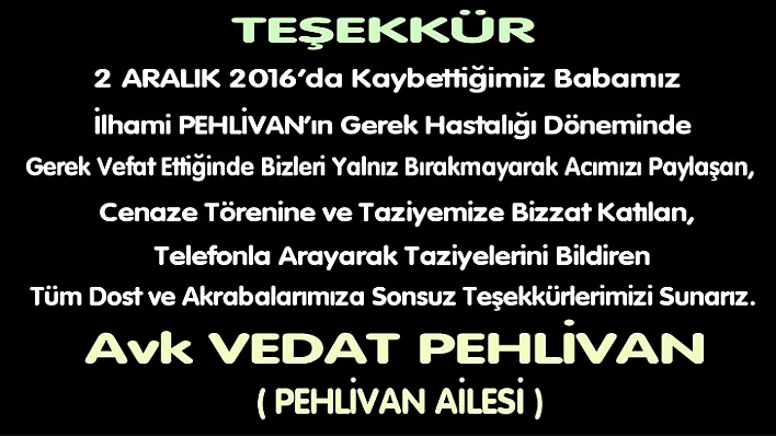 Teşekkür ilanı