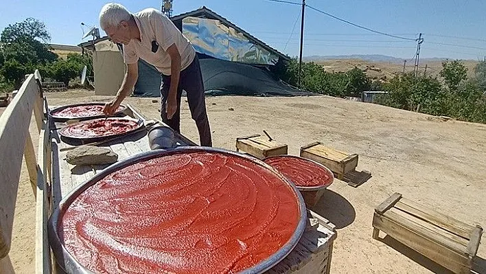 Odun ateşinde salça mesaisi başladı