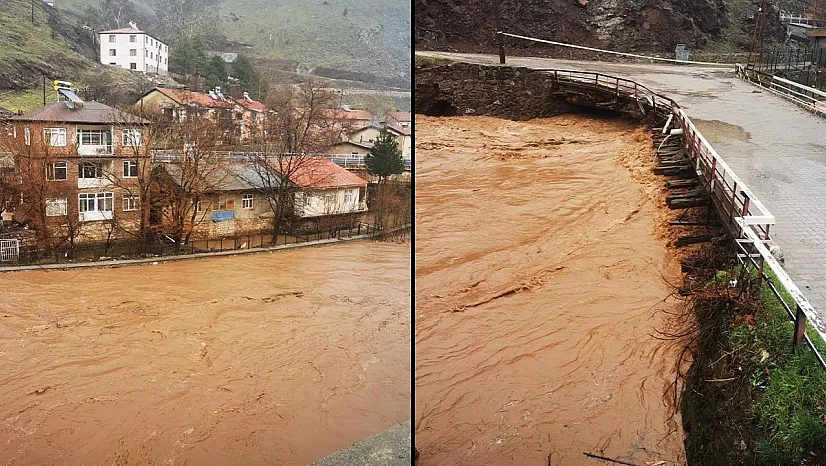 Maden ilçesindeki köprü ulaşıma kapatıldı