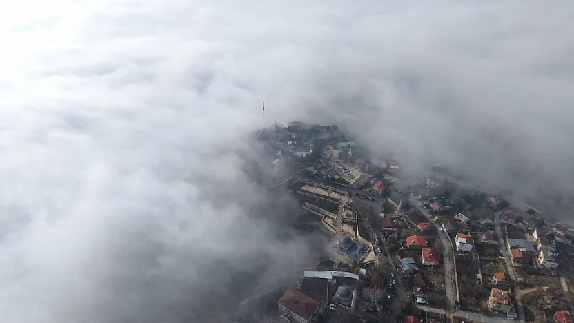 Sis tabakası dron ile görüntülendi