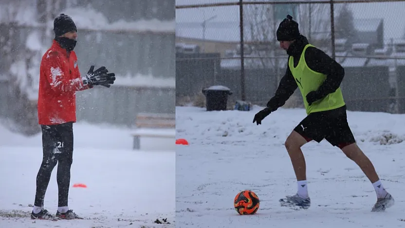 Yoğun kar yağışı altında antrenman